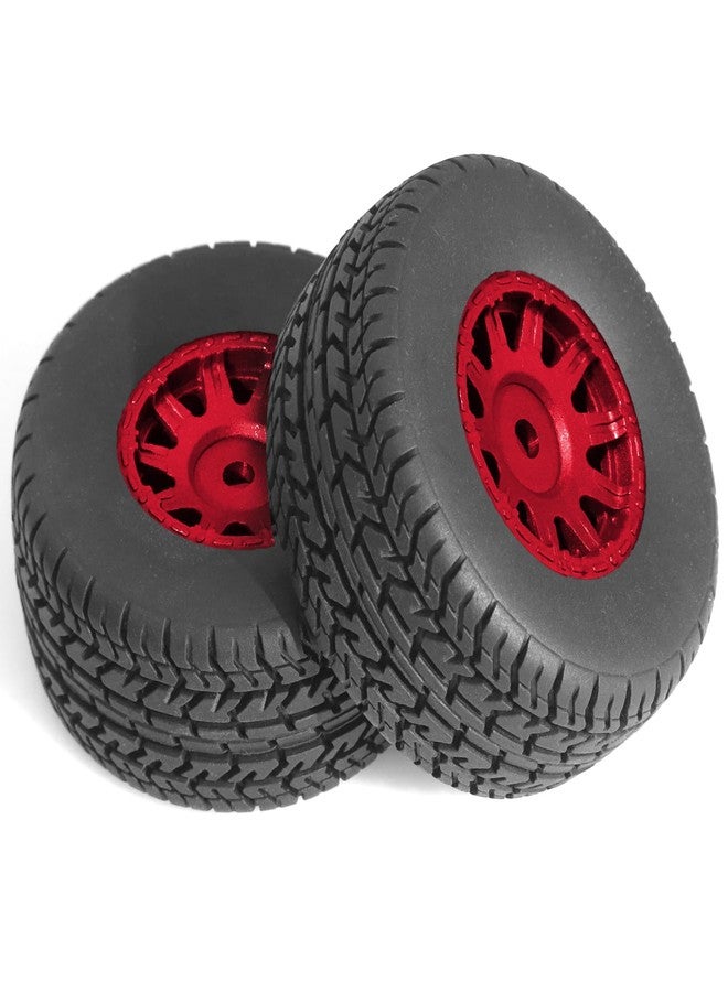 POLANTA 4Pcs RC Tires and Wheel for 1/14 Mojave Grom,RC Front/Rear Wheel Tires (Red) - Image 2
